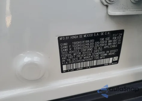 2025 Honda Hr-V Sport z USA, uszkodzony, nr VIN 3CZRZ2H50SM756981